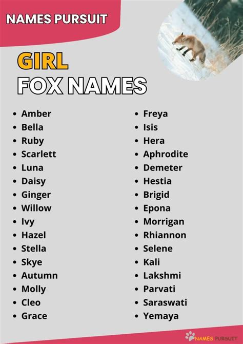 cute fox names female|female vixen names.